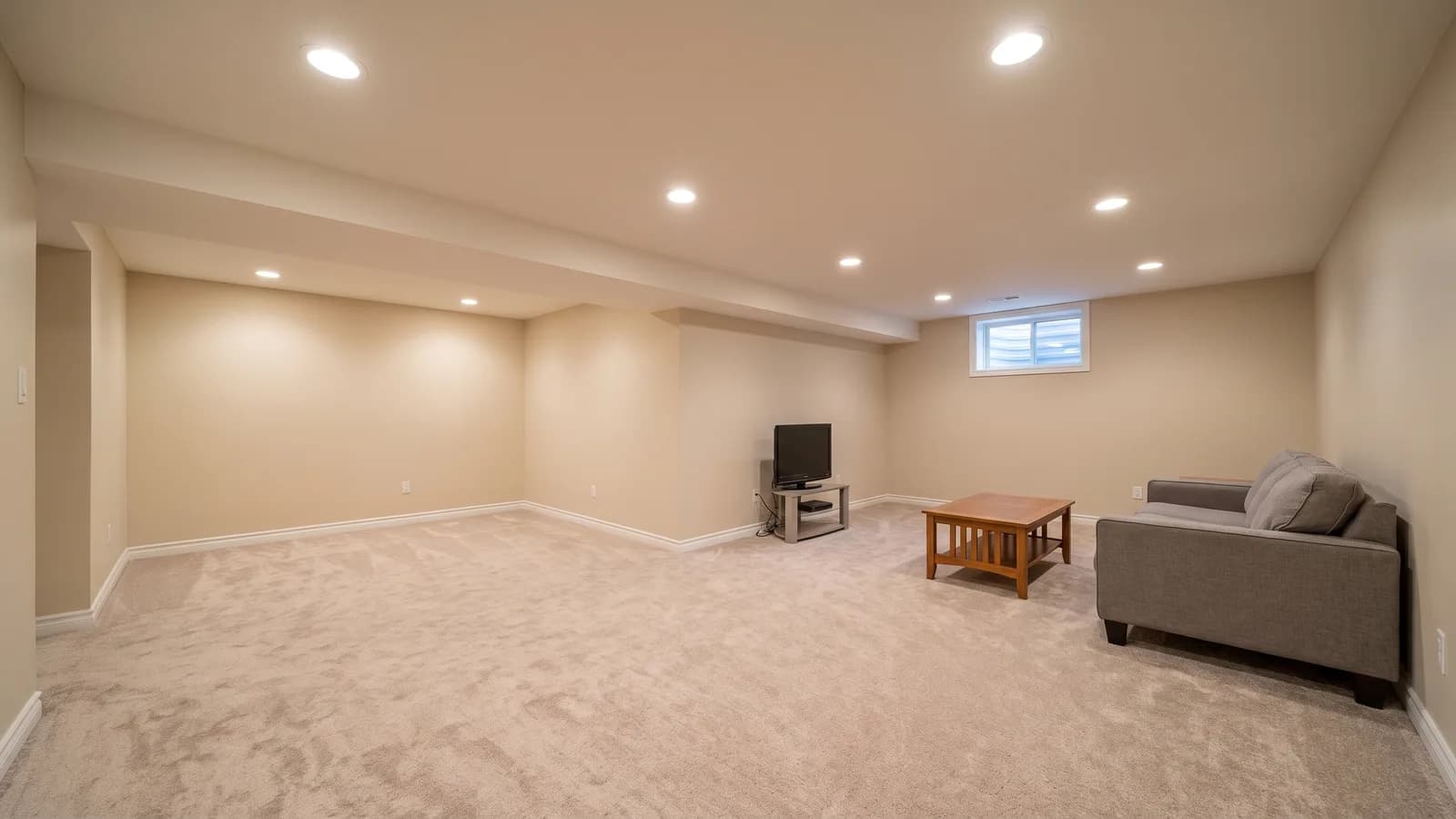 A finished basement room that was built without a building permit