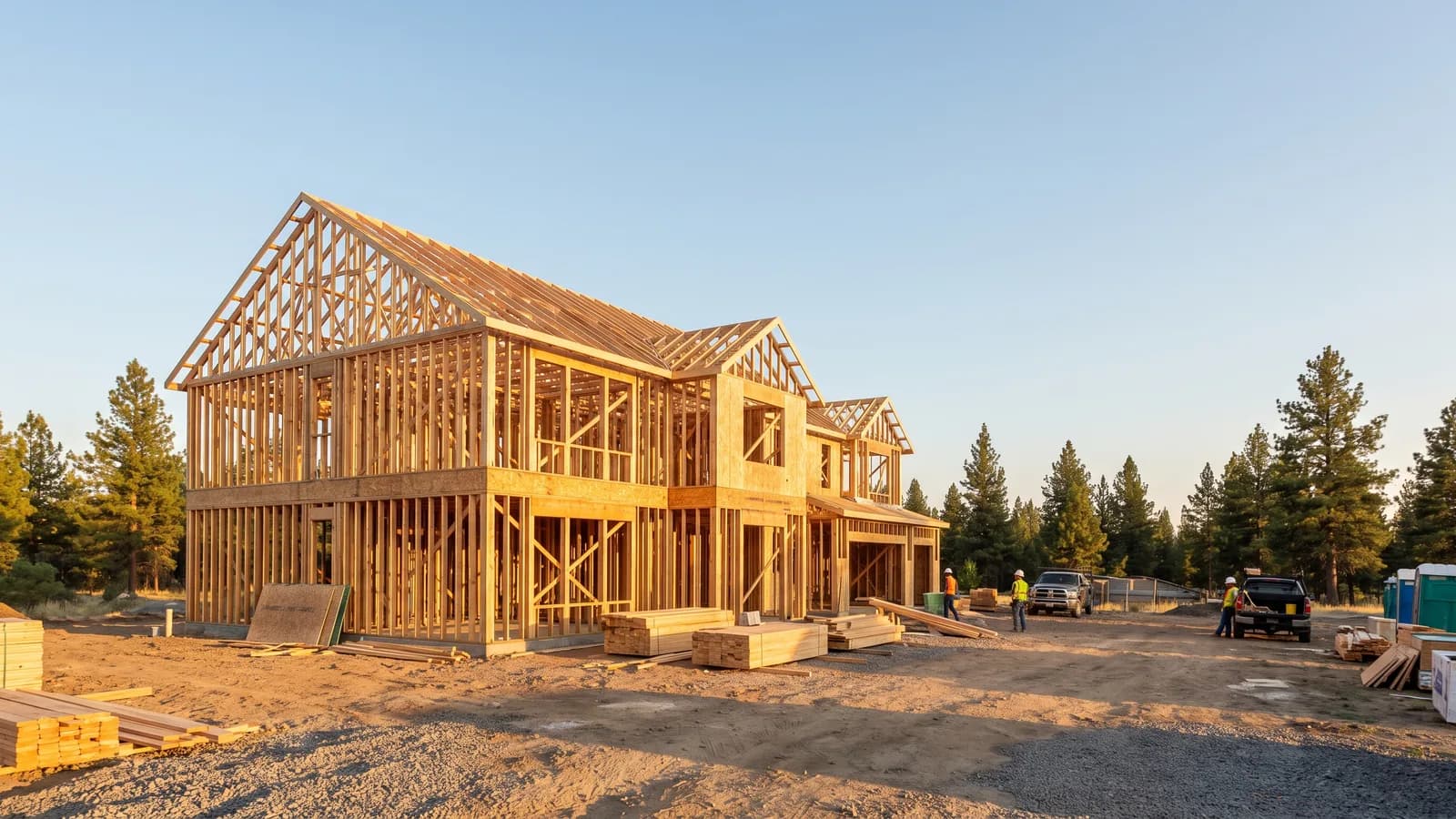 A North Carolina house under construction at the framing stage