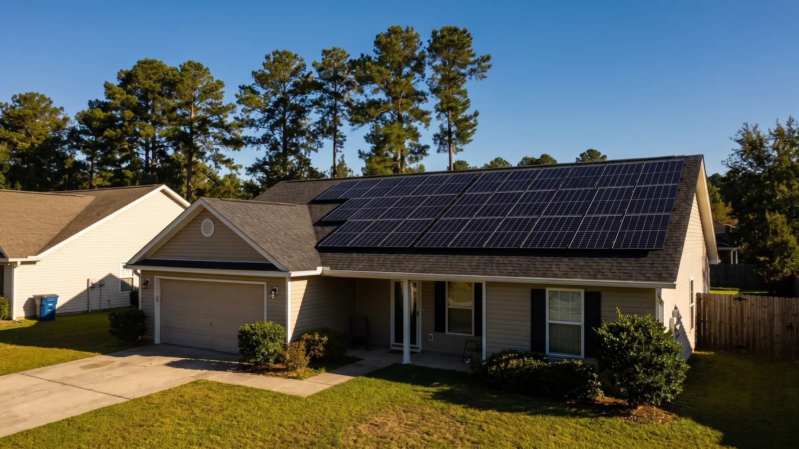 Solar panels installed on the roof of a North Carolina home