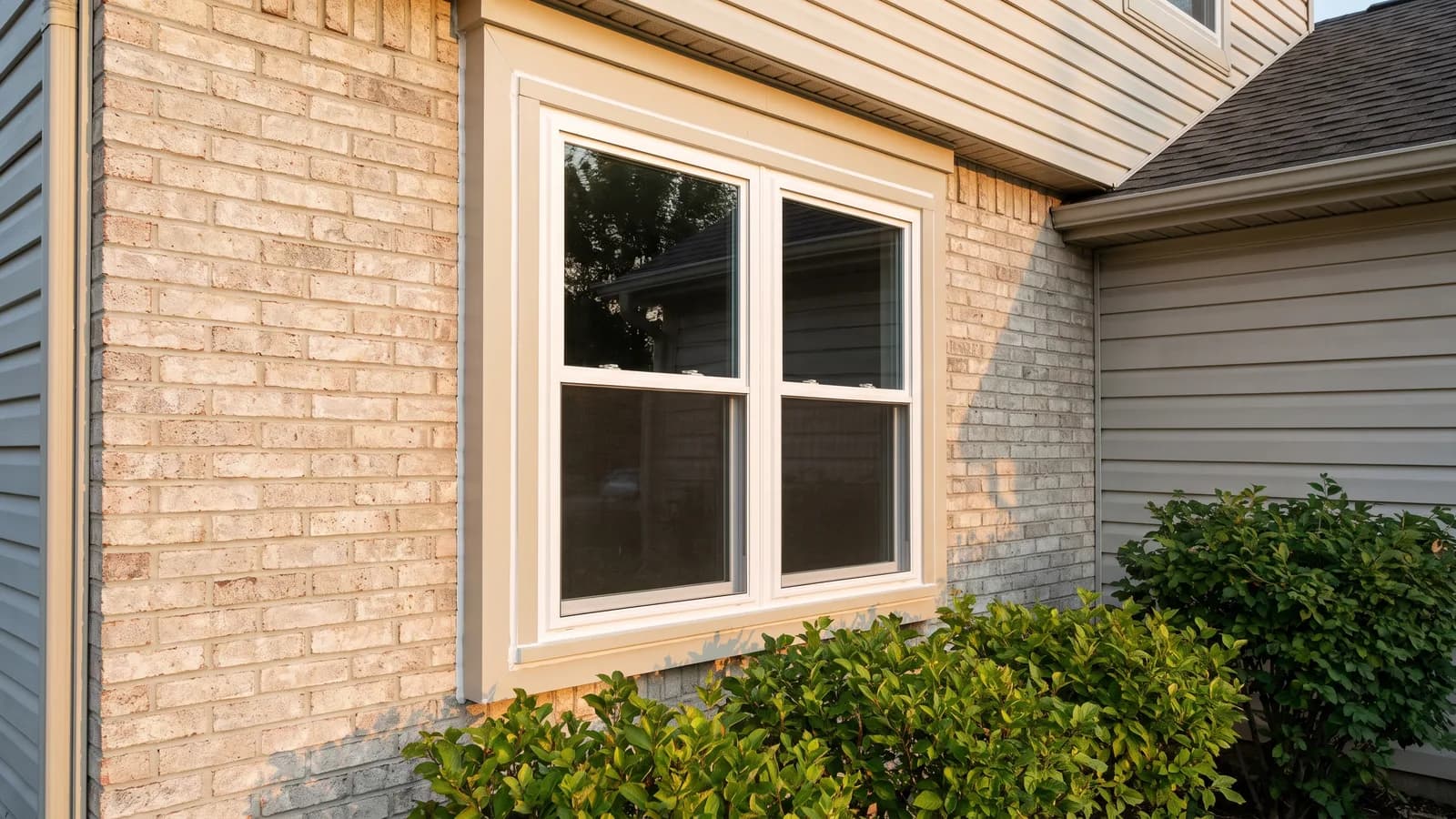 A new double-hung window installed in the exterior wall of a Georgia home
