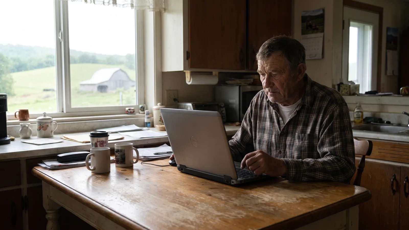 A Tennessee homeowner filling out an online permit application at a kitchen table