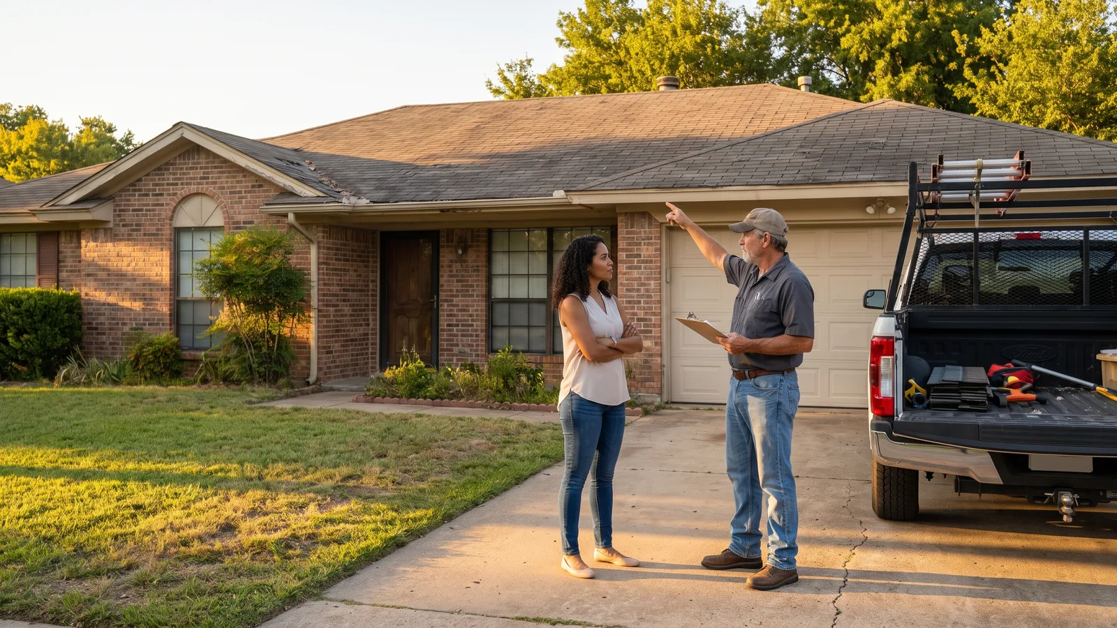 Texas suburban home exterior where a homeowner may need a building permit