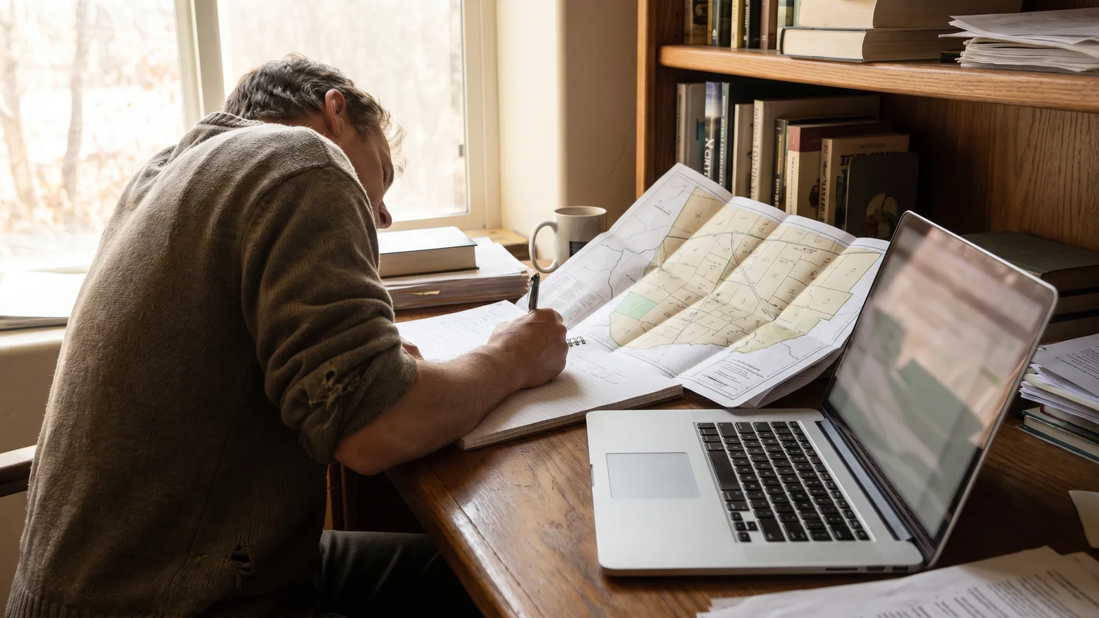 A person searching a county permit records portal on a laptop