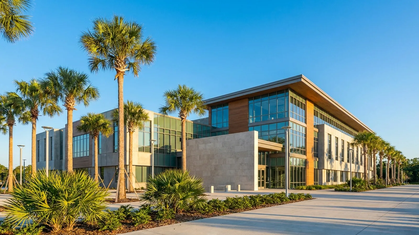 The exterior of a Central Florida county government administration building
