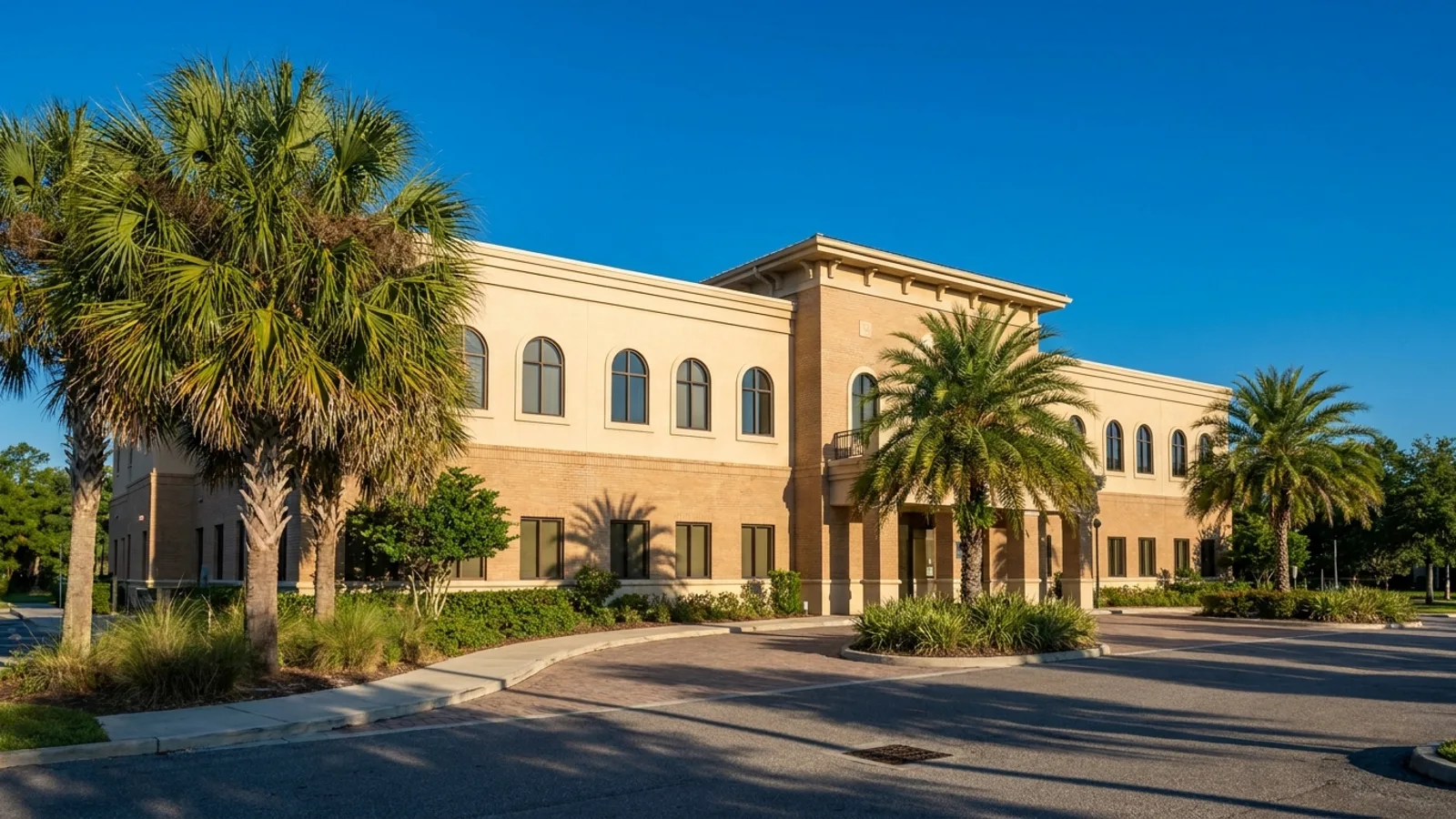 The exterior of a county administration building in Bartow, Central Florida
